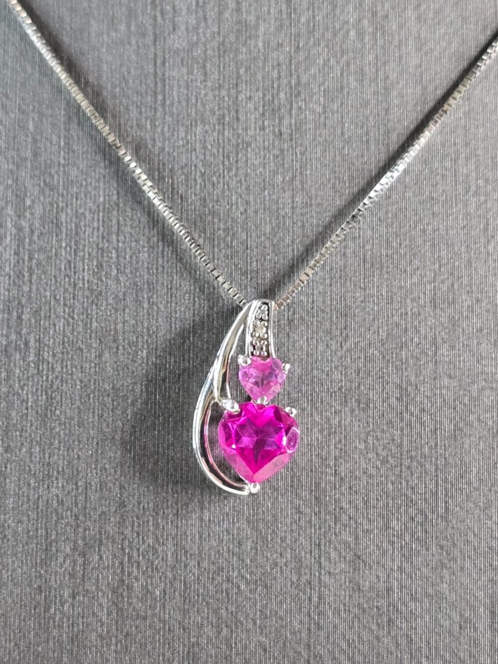 Womens Vintage Estate Sterling Silver Heart Pendant W/ Necklace 2.9g E1940